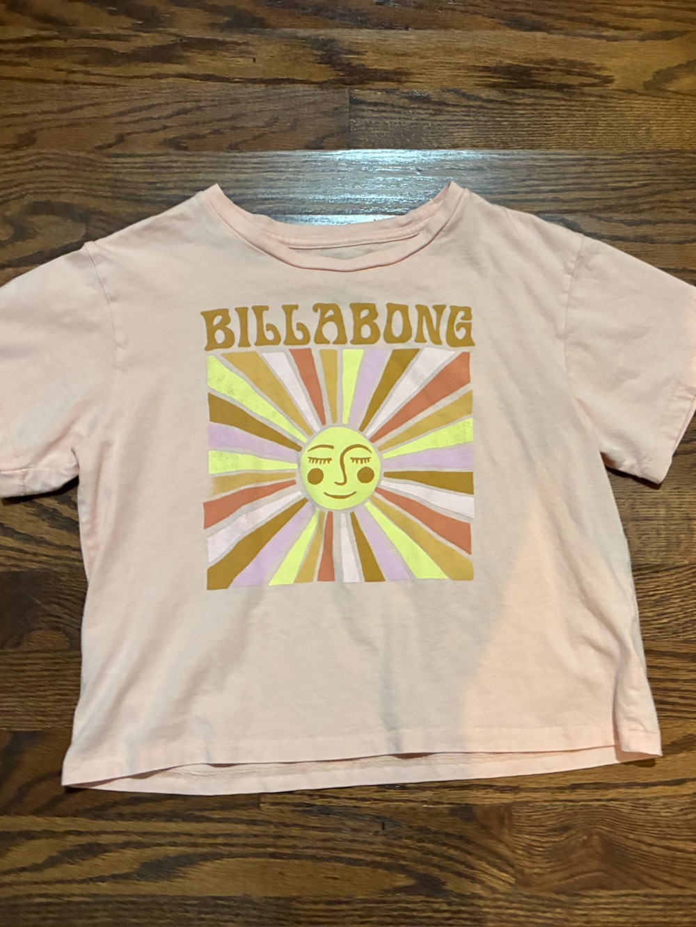 Billabong Pink Tee with Retro Sun Graphic